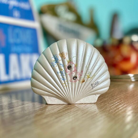 Other - VTG Italian Berger Floral Butterfly Seashell Nautical Trinket Accent Piece
